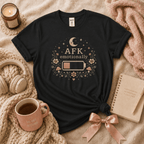 AFK introvert graphic t-shirt cozy flat lay in black.