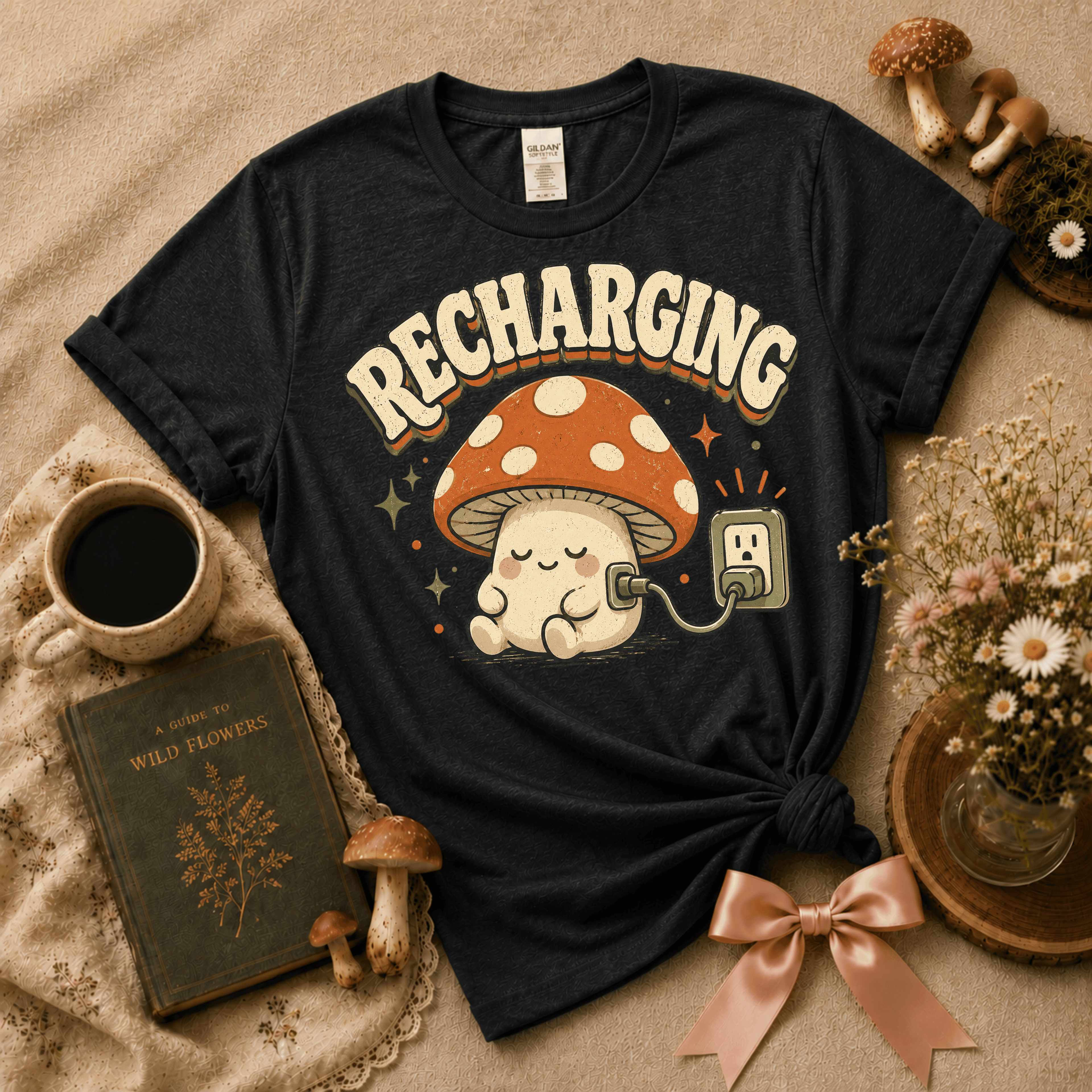 Recharging Mushroom | Cottagecore Graphic T-Shirt