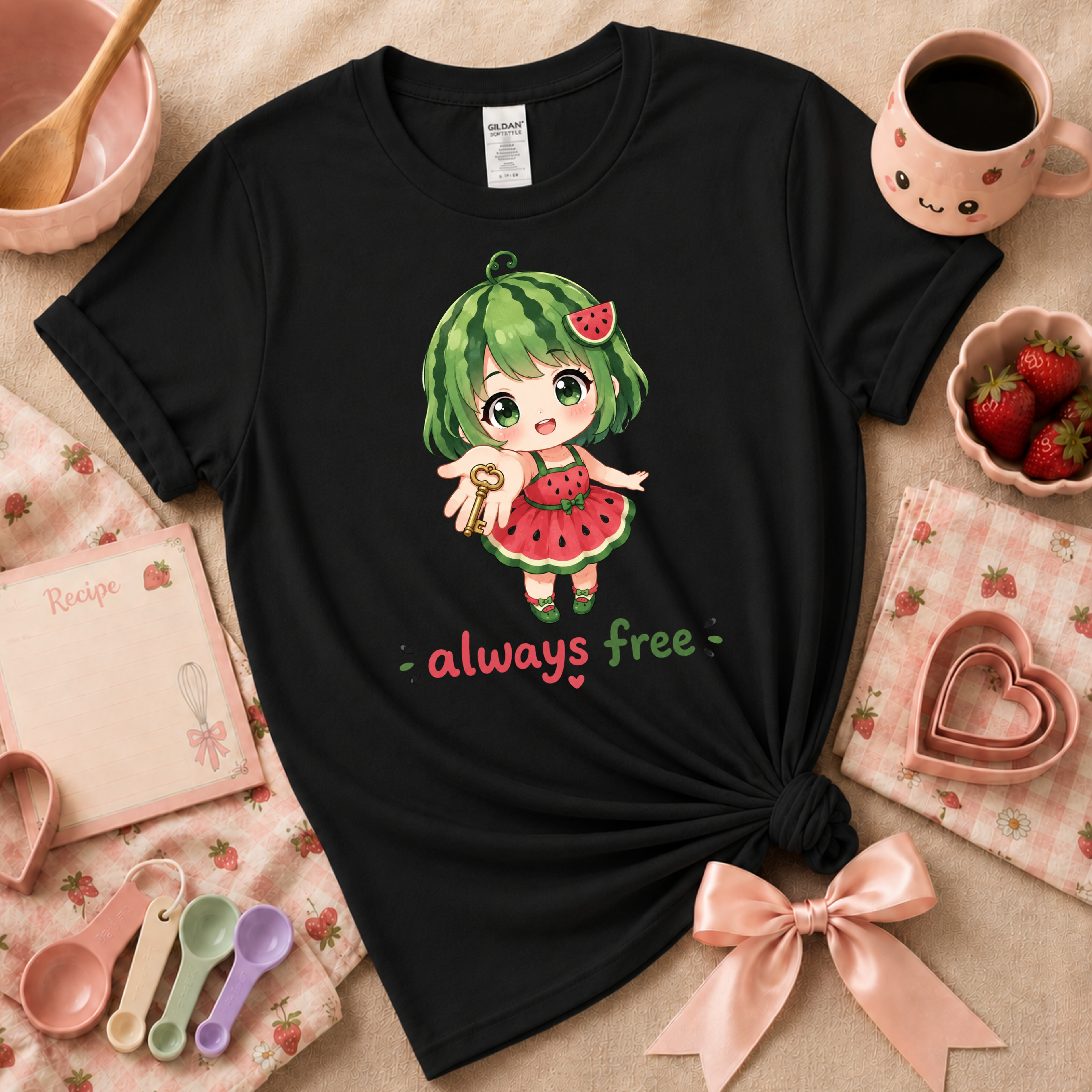 Always Free Watermelon Girl | Cute Food Graphic T-Shirt