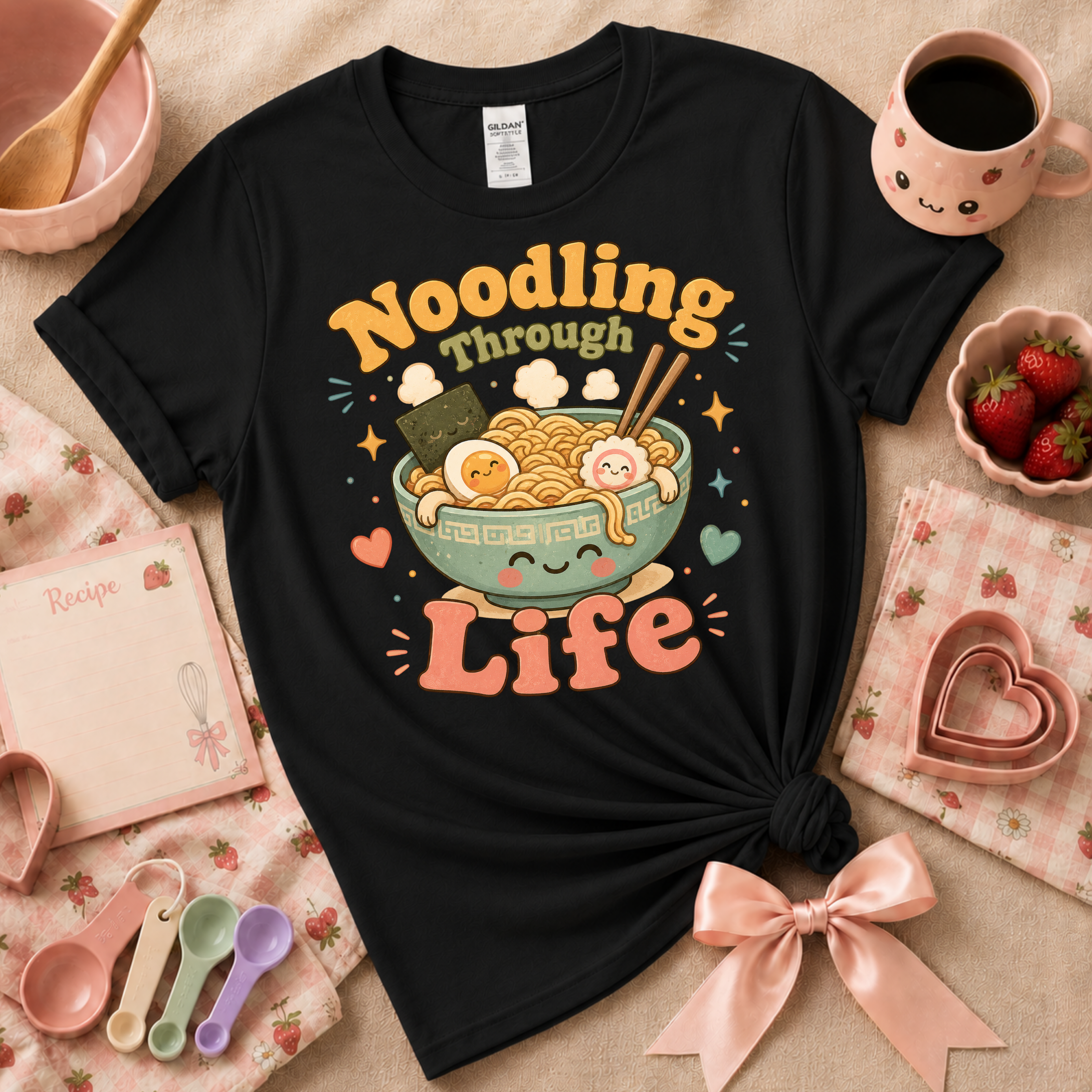 Noodling Through Life | Cute Food Graphic T-Shirt