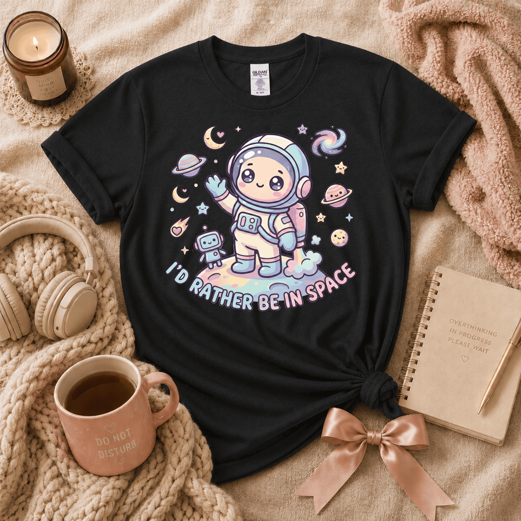 I'd Rather Be In Space On Moon | Funny Introvert Graphic T-Shirt