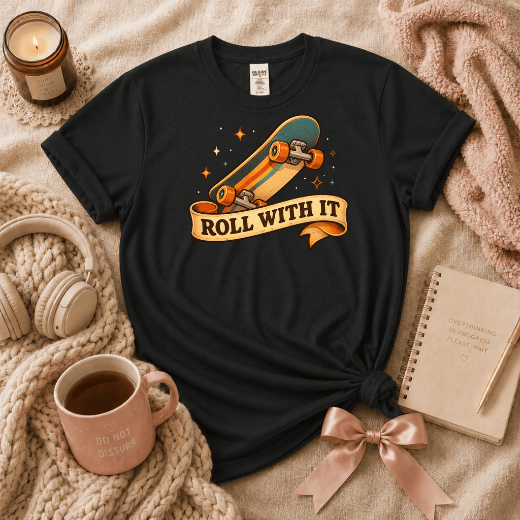 Roll With It Skateboard | Cute Food Graphic T-Shirt