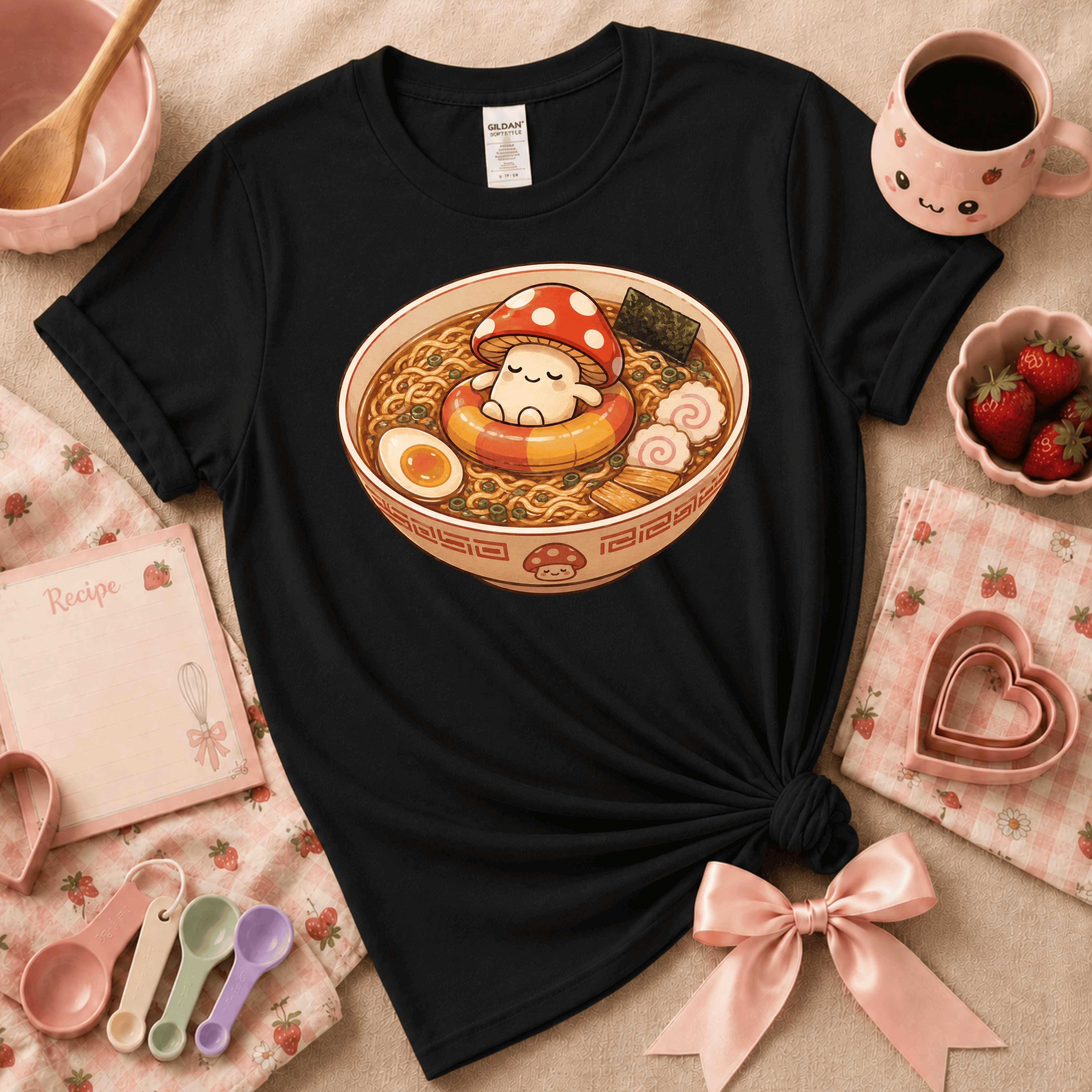 Mushroom Float | Cute Food Graphic T-Shirt