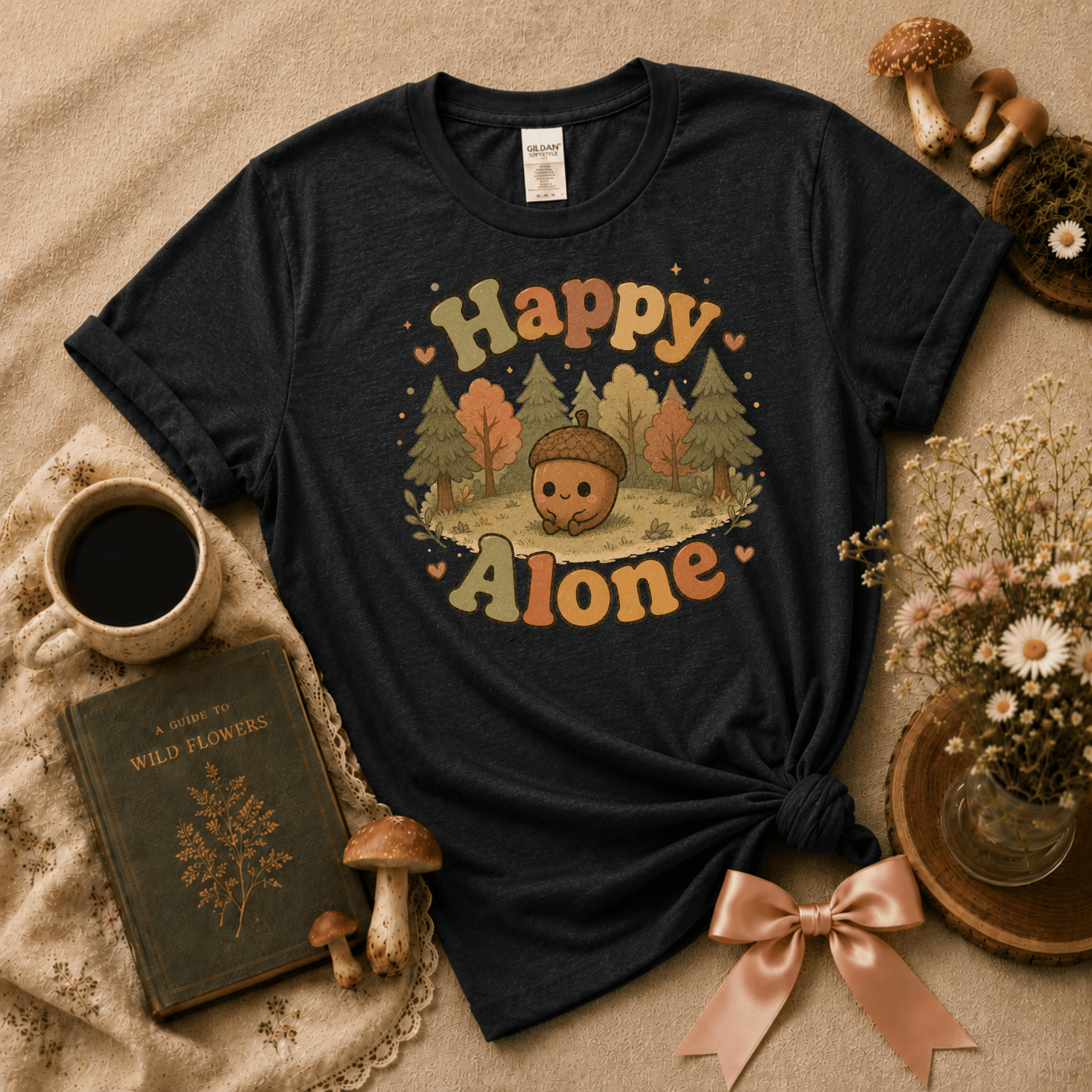 Happy Alone | Cottagecore Graphic T-Shirt