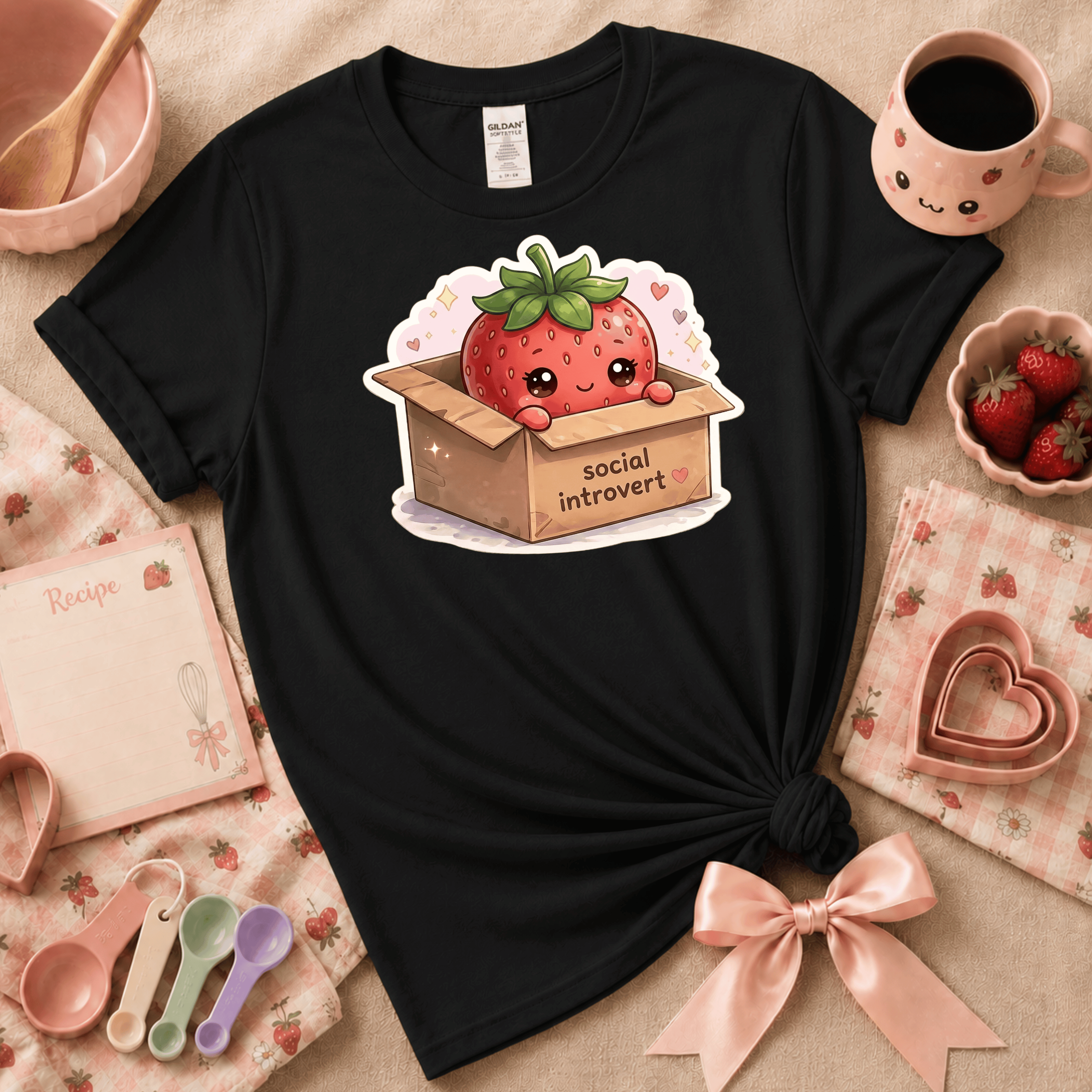 Strawberry Box | Cute Food Graphic T-Shirt