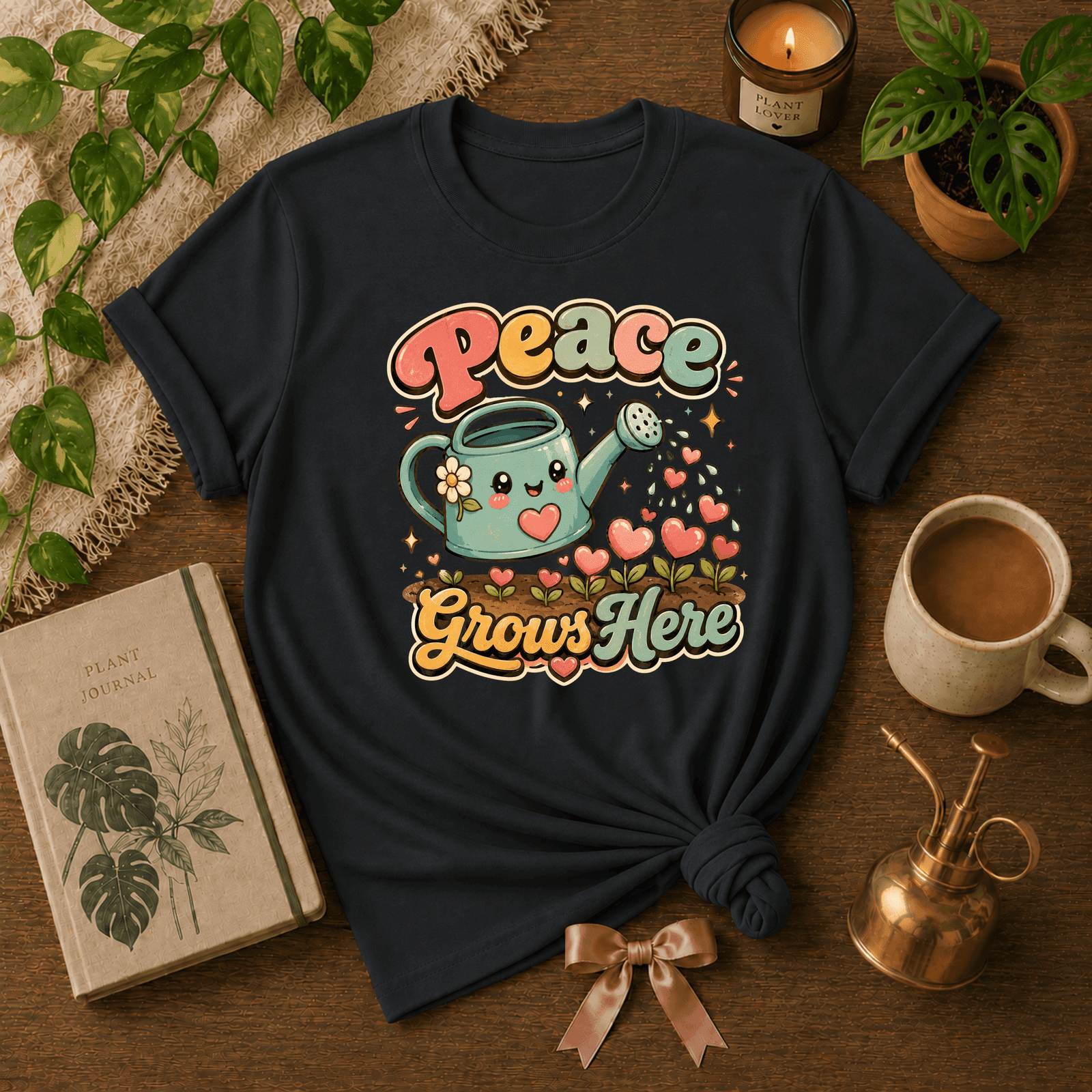 Peace Grows Here | Plant Lover Graphic T-Shirt