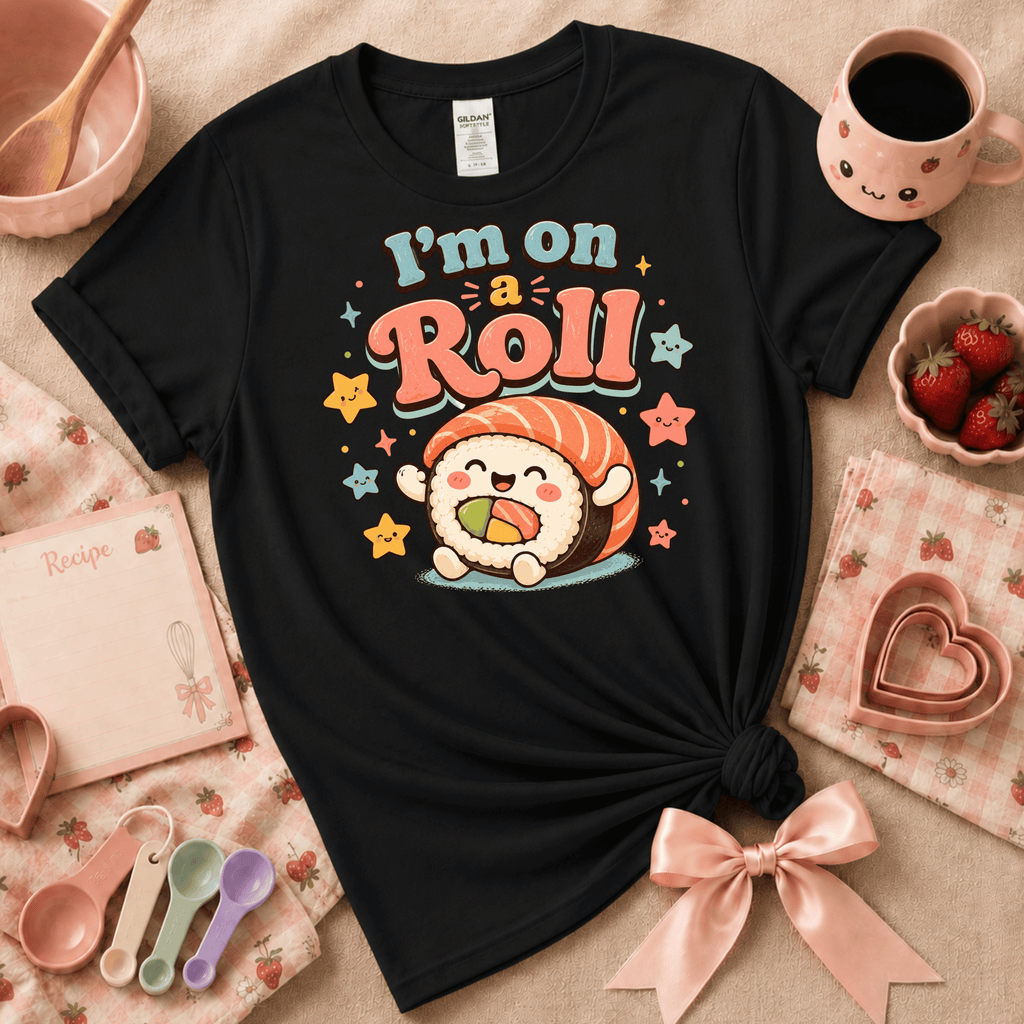 I'm On A Roll | Cute Food Graphic T-Shirt