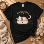 Recharging Cat | Cute Animal Graphic T-Shirt