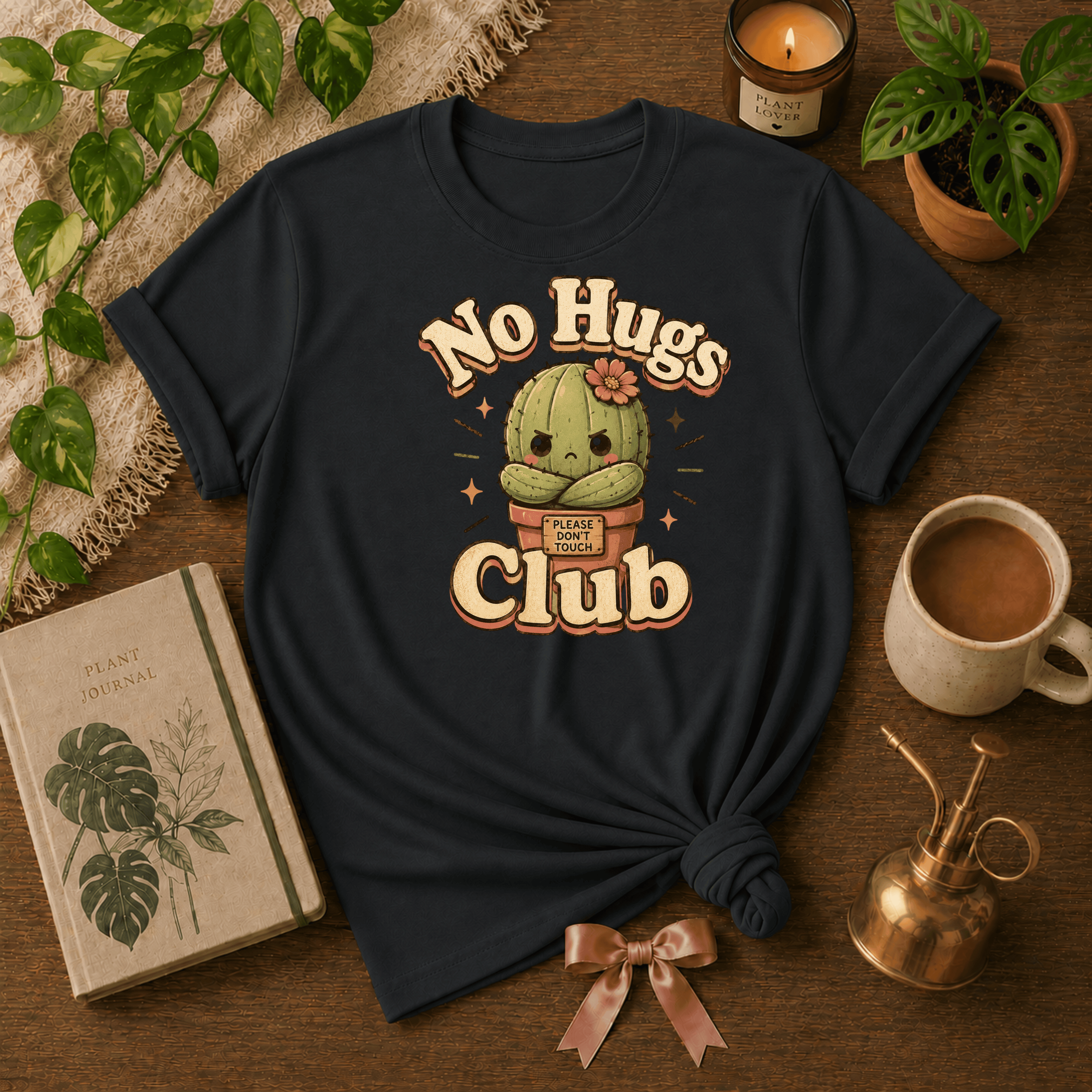 No Hugs Club | Plant Lover Graphic T-Shirt