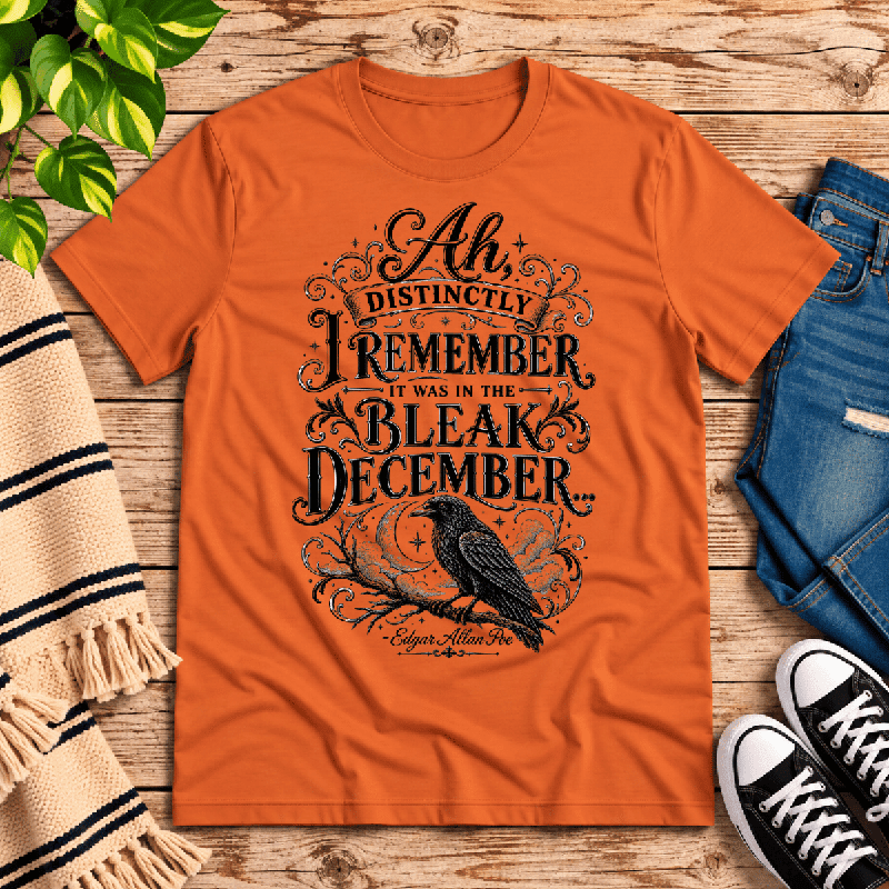 Bleak December Premium T-Shirt in burnt orange, flat lay
