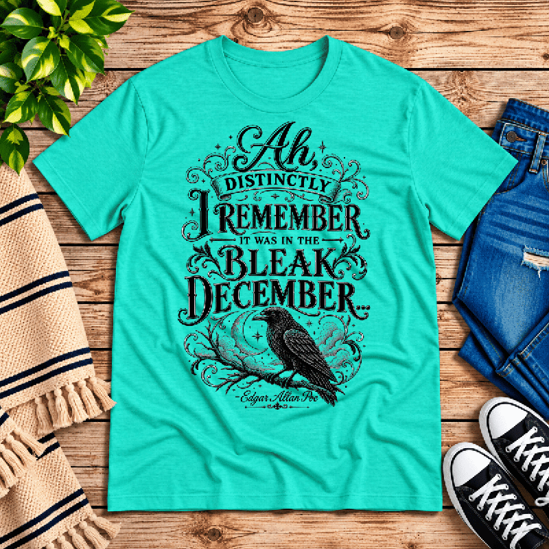 Bleak December Premium T-Shirt in heather sea green, flat lay