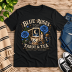 Blue Roses Premium T-Shirt in vintage black, flat lay