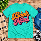 Book Nerd Premium T-Shirt in heather sea green, flat lay