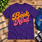 Book Nerd Premium T-Shirt in team purple, flat lay