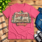Booked & Unavailable Premium T-Shirt in charity pink, flat lay