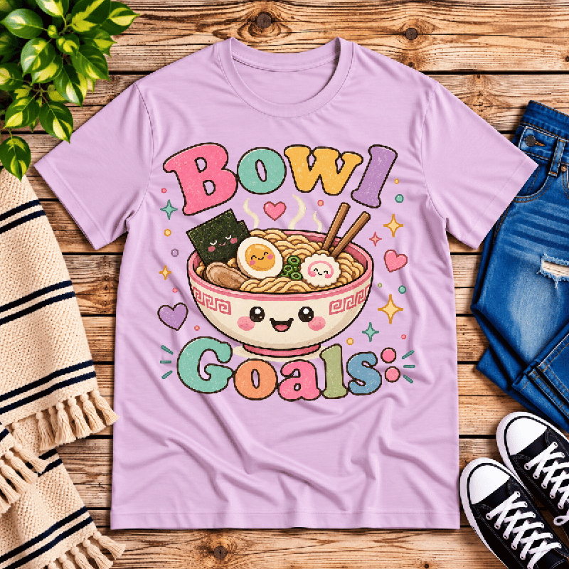 Bowl Goals Premium T-Shirt in lilac, flat lay