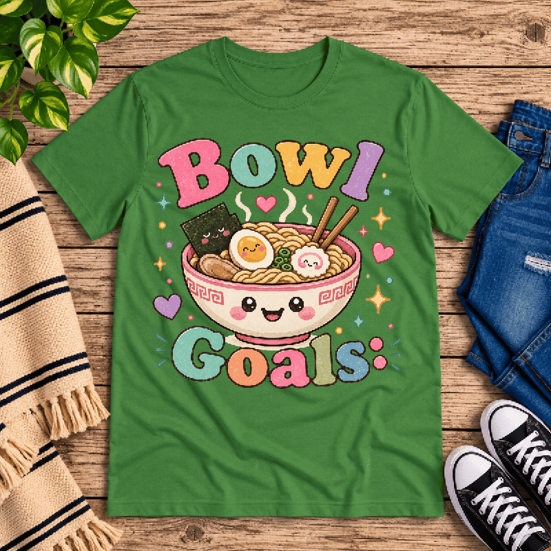 Bowl Goals Premium T-Shirt in leaf green, flat lay