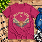 Breathe Deep Premium T-Shirt in berry, flat lay