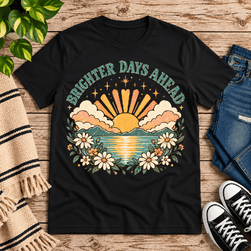 Brighter Days Ahead Premium T-Shirt in vintage black, flat lay