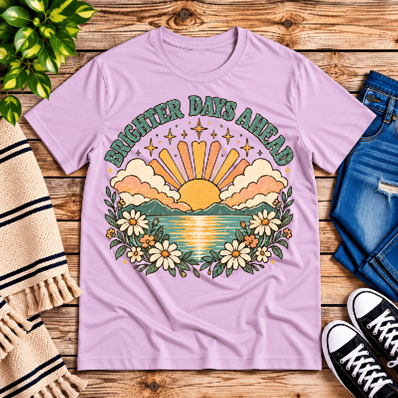 Brighter Days Ahead Premium T-Shirt in lilac, flat lay