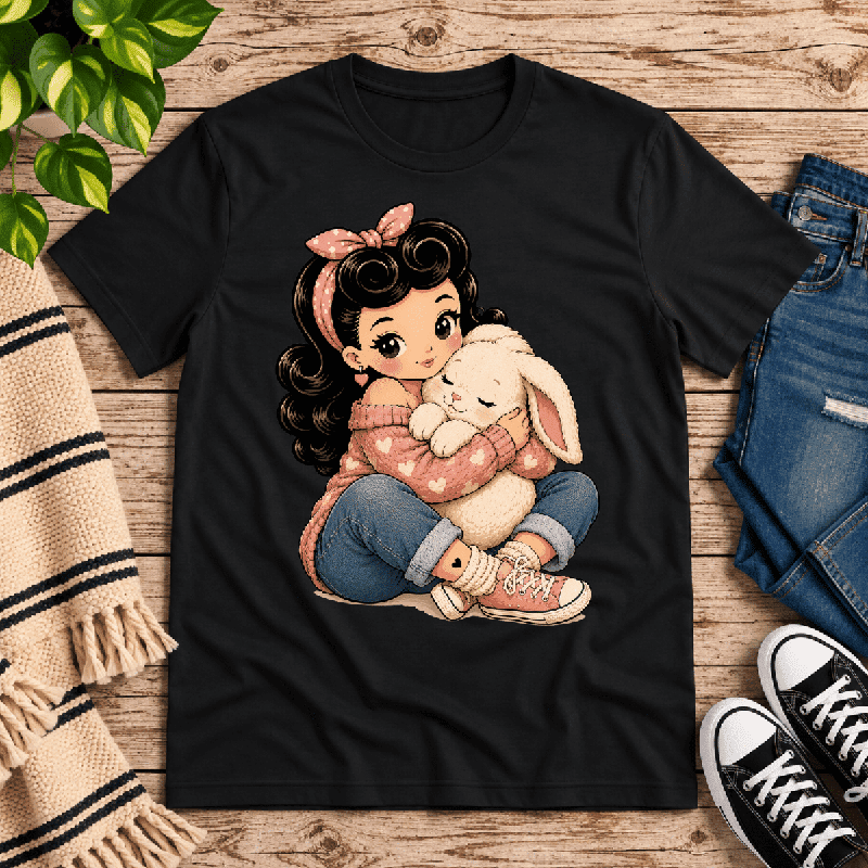Bunny Bonnie Premium T-Shirt in vintage black, flat lay