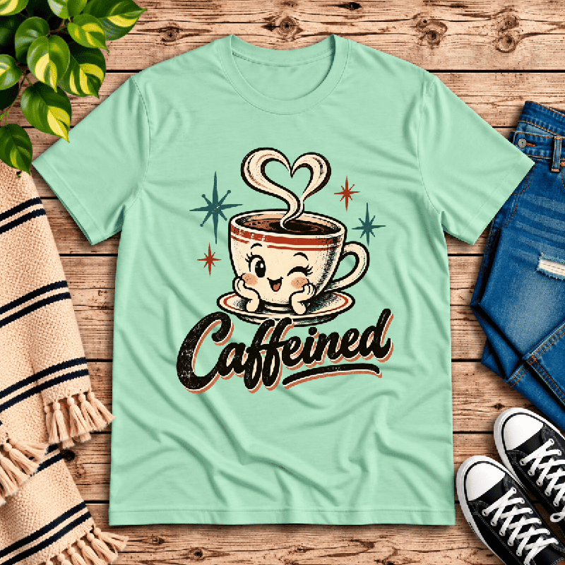 Caffeined Premium T-Shirt in mint, flat lay