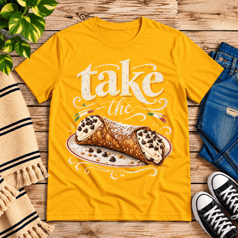 Cannoli Premium T-Shirt in gold, flat lay