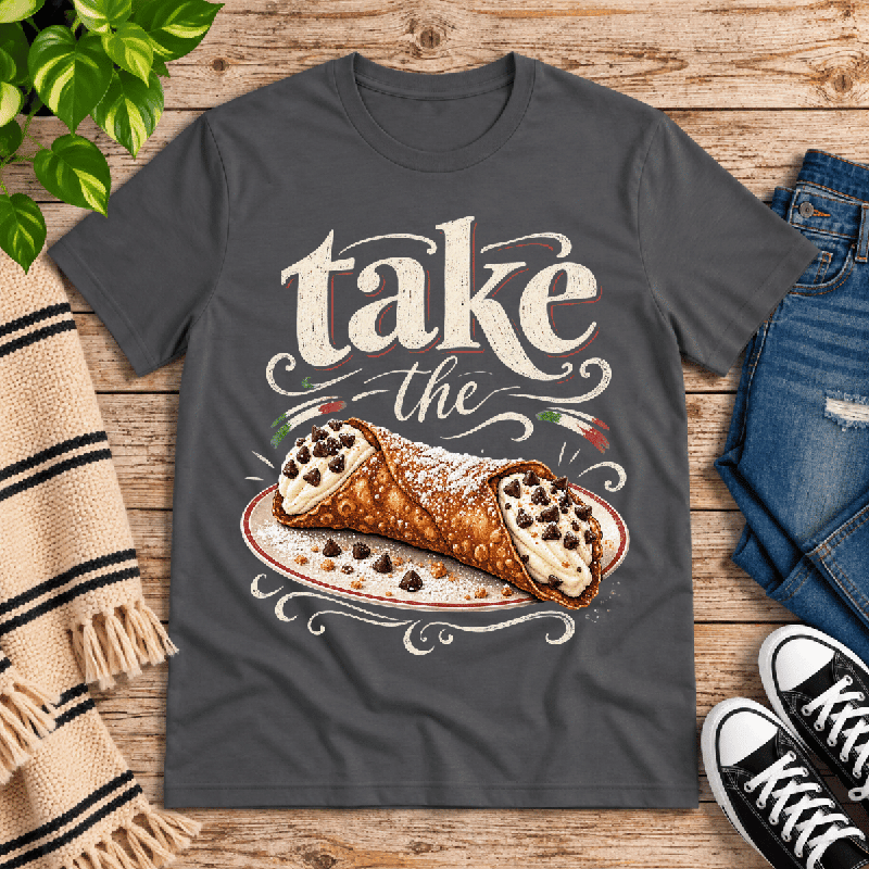 Cannoli Premium T-Shirt in asphalt gray, flat lay
