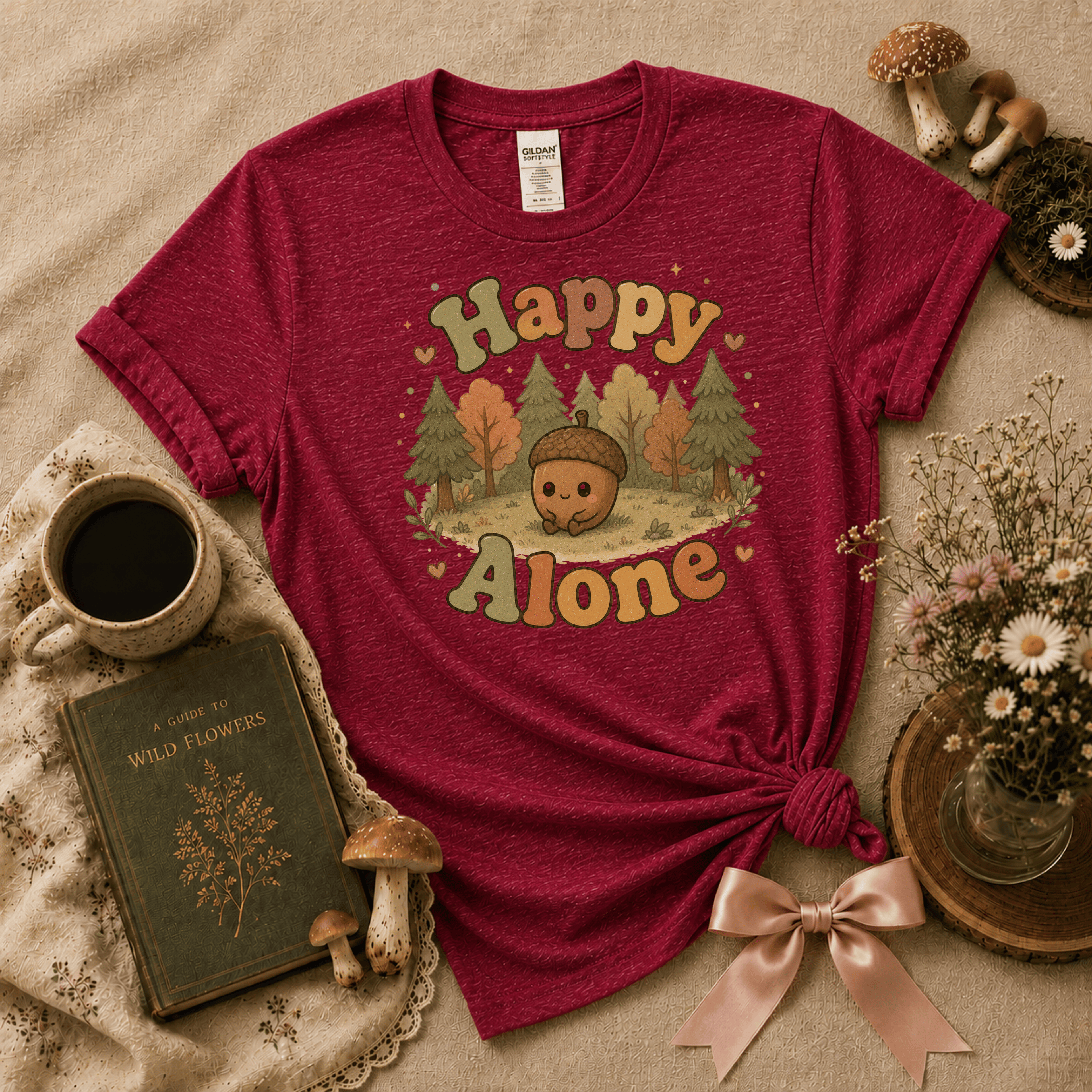 Happy Alone | Cottagecore Graphic T-Shirt