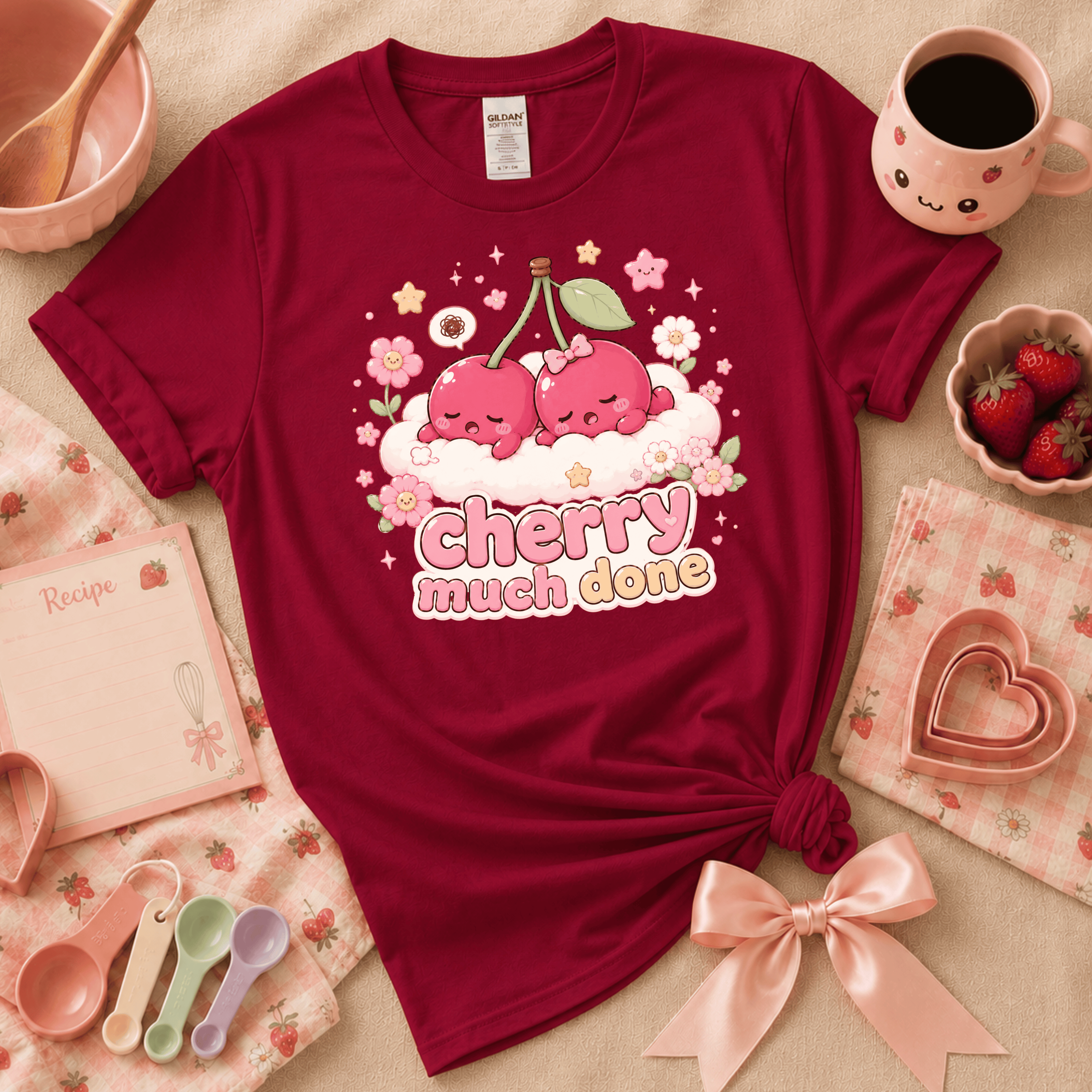 Cherry Much Done | Cute Food Graphic T-Shirt