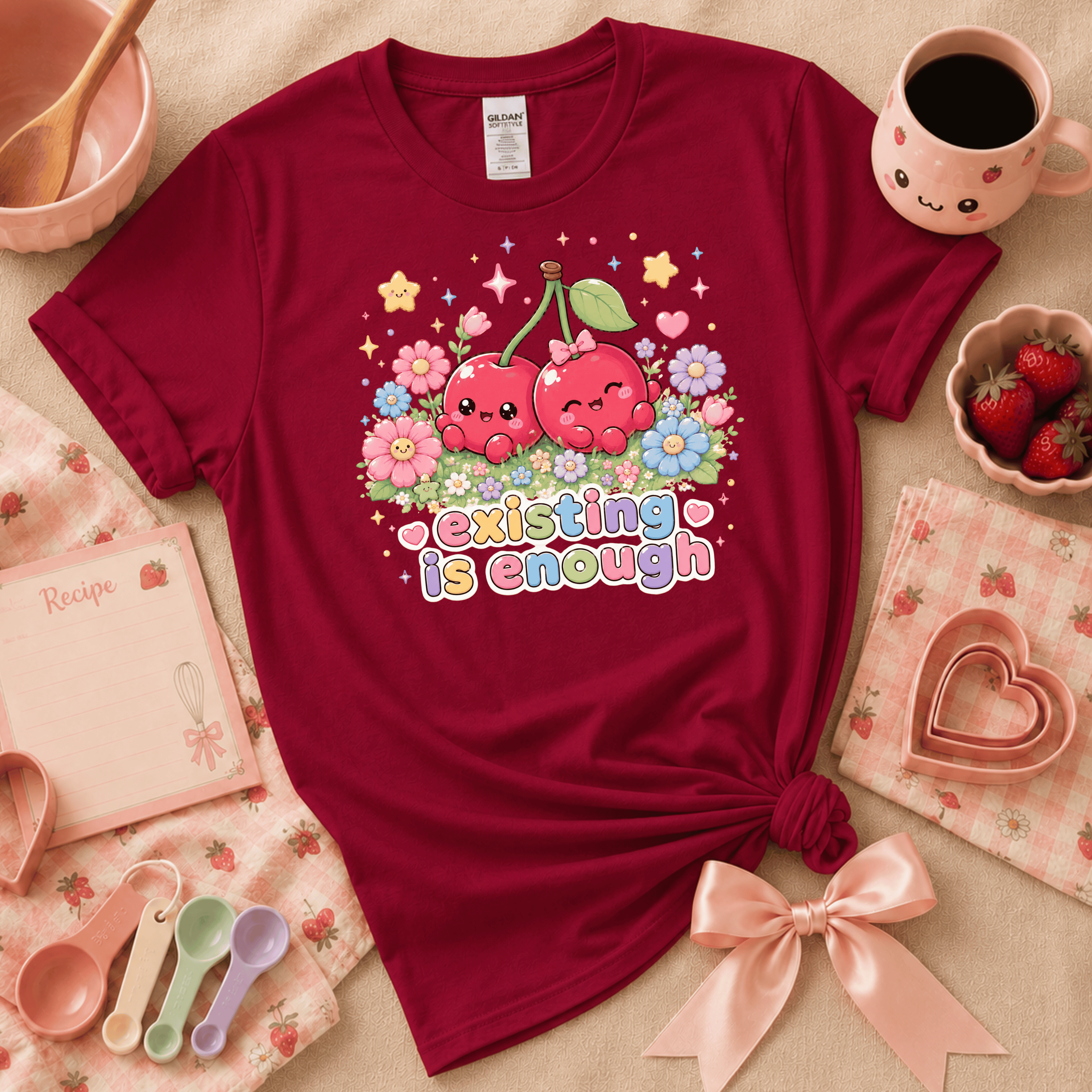 Existing Is Enough | Cute Food Graphic T-Shirt