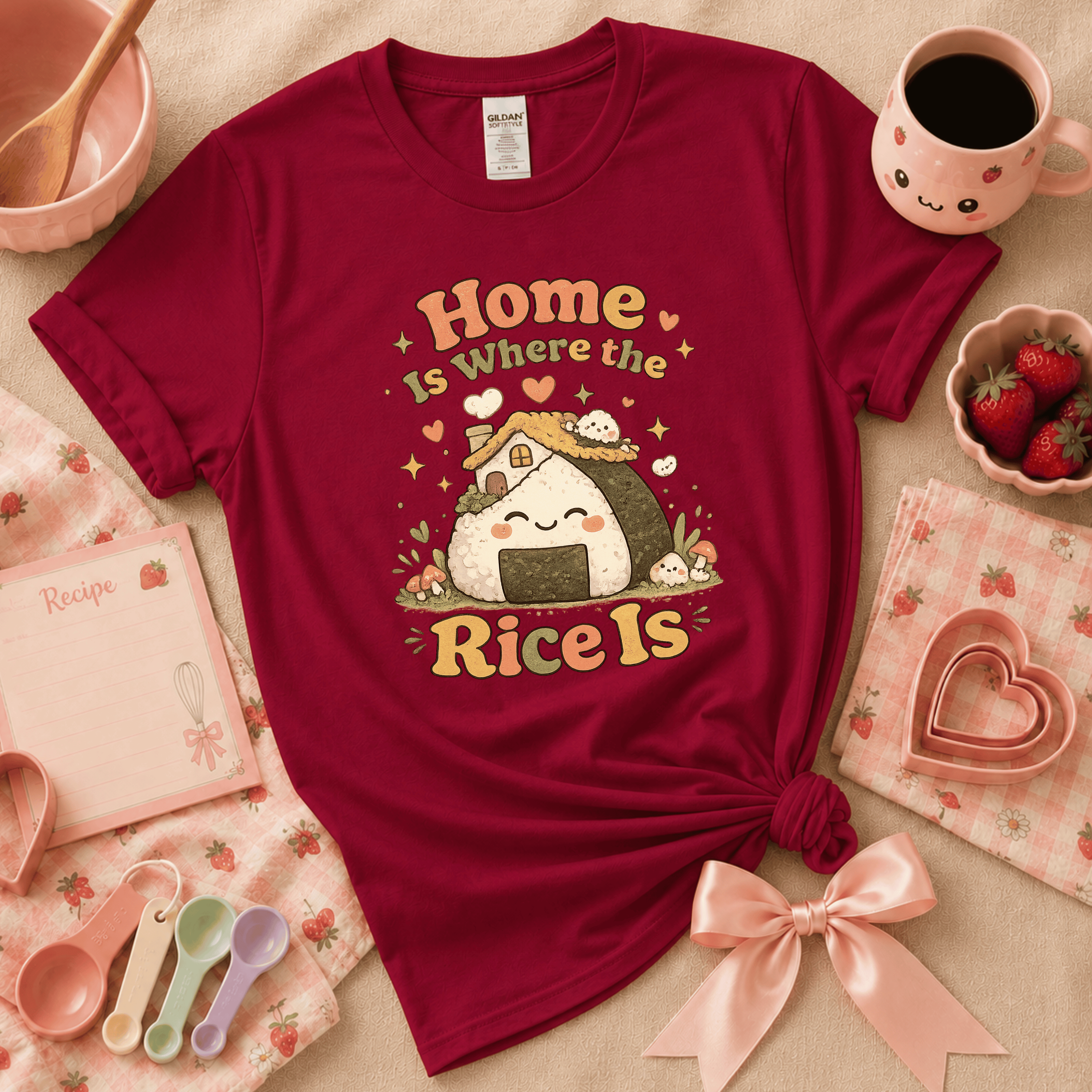 Home Is Where The Rice Is | Cute Food Graphic T-Shirt