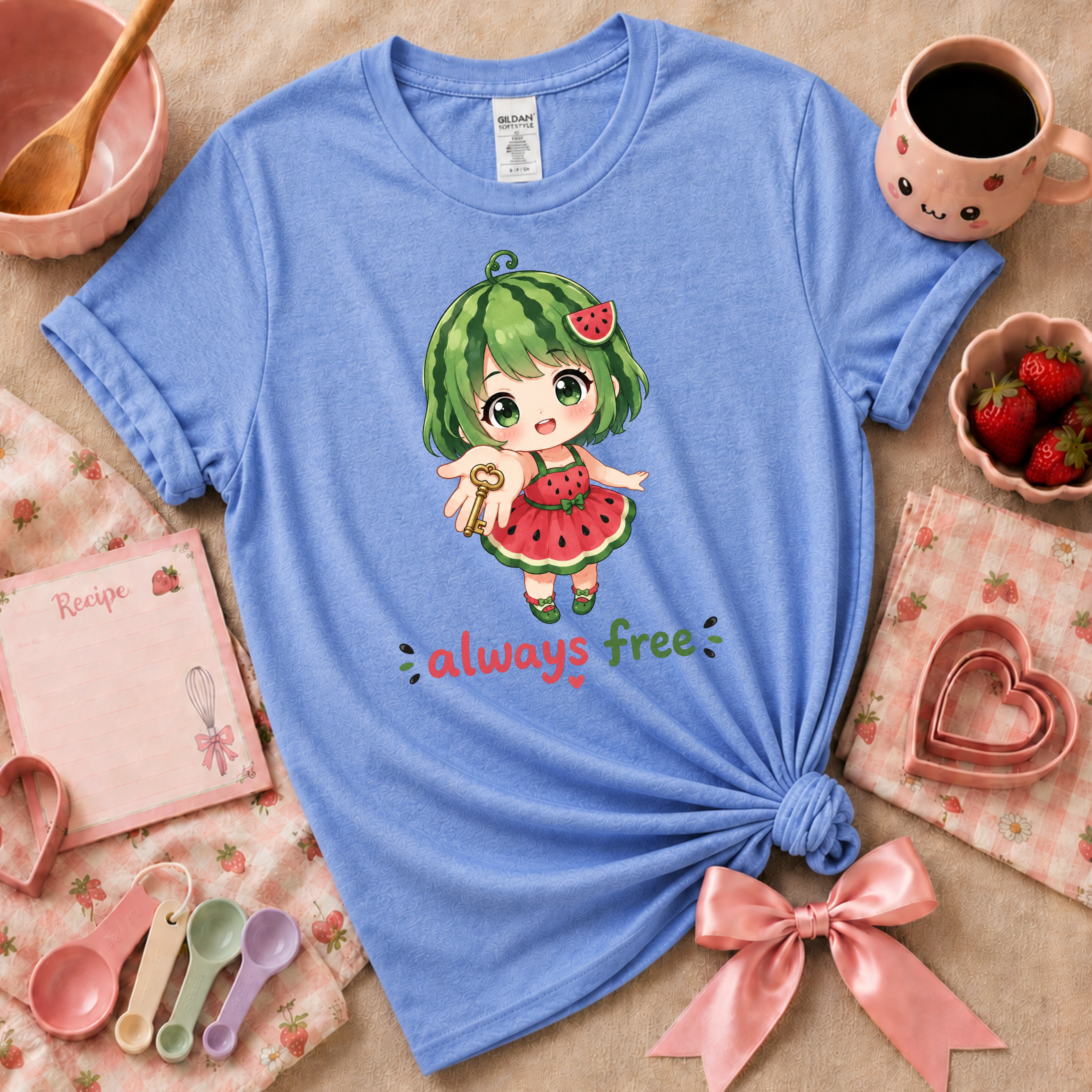 Always Free Watermelon Girl | Cute Food Graphic T-Shirt