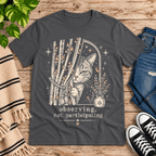 Cat Observing Premium T-Shirt in asphalt gray, flat lay