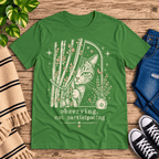 Cat Observing Premium T-Shirt in leaf green, flat lay