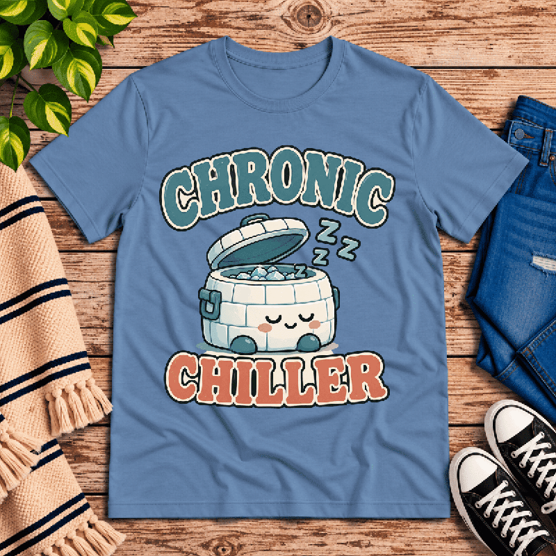Chronic Chiller Premium T-Shirt in steel blue, flat lay