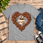 Coffee Beans Premium T-Shirt in athletic heather gray, flat lay