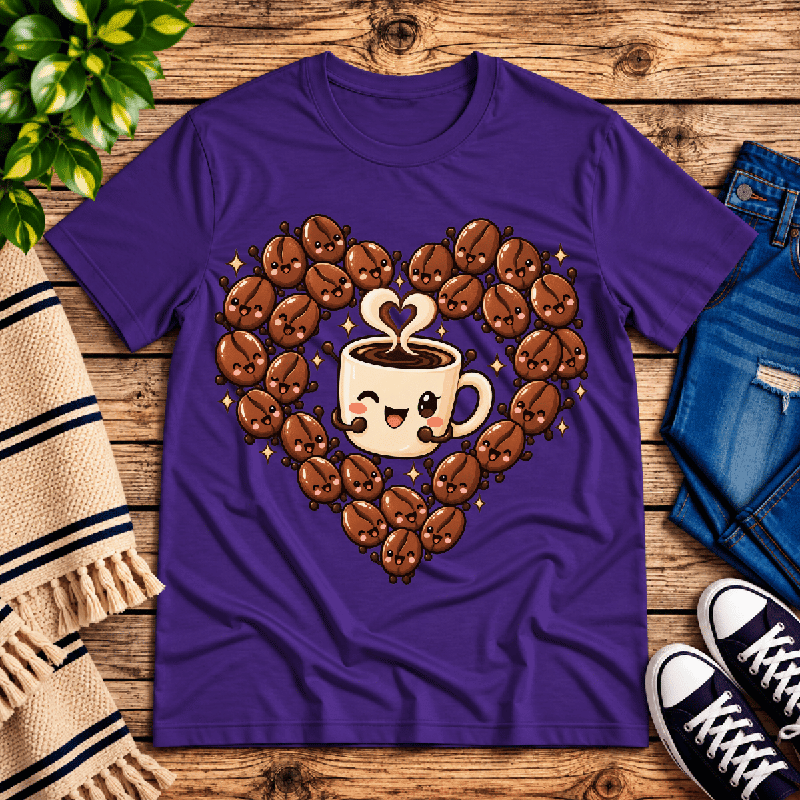 Coffee Beans Premium T-Shirt in team purple, flat lay