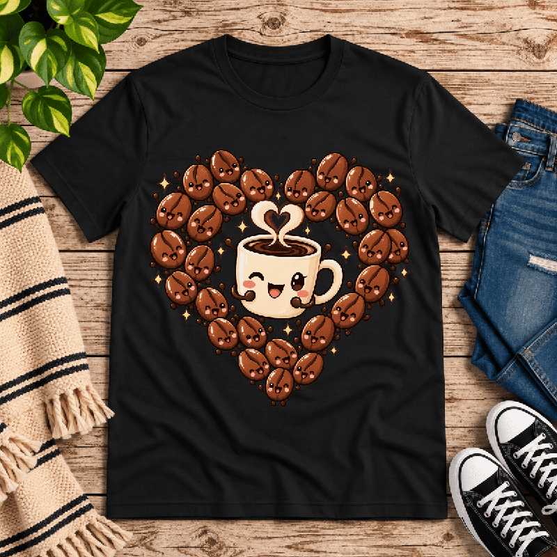 Coffee Beans Premium T-Shirt in vintage black, flat lay