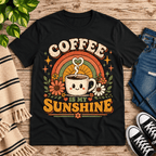 Coffee Is My Sunshine Premium T-Shirt in vintage black, flat lay