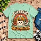 Coffee Is My Sunshine Premium T-Shirt in mint, flat lay