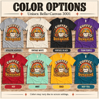 Coffee Is My Sunshine Premium T-Shirt color chart: Athletic Heather, Deep Teal, Gold, Mint, Red, Team Purple, Vintage Black, Vintage White