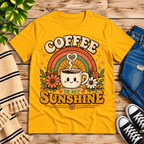 Coffee Is My Sunshine Premium T-Shirt in gold, flat lay