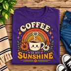 Coffee Is My Sunshine Premium T-Shirt in team purple, folded close-up