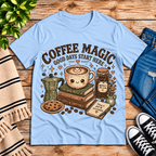 Coffee Magic Premium T-Shirt in baby blue, flat lay