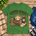Coffee Magic Premium T-Shirt in leaf green, flat lay