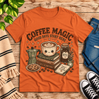 Coffee Magic Premium T-Shirt in burnt orange, flat lay