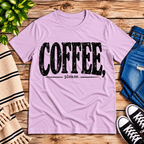 Coffee Please Premium T-Shirt in lilac, flat lay