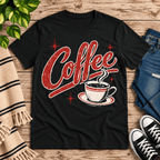 Coffee Premium T-Shirt in vintage black, flat lay
