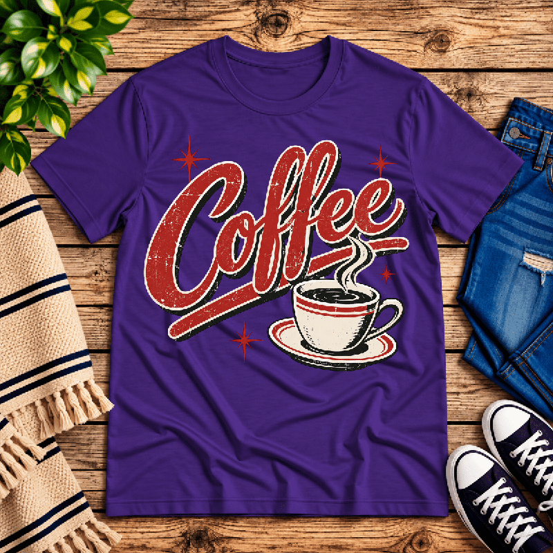 Coffee Premium T-Shirt in team purple, flat lay